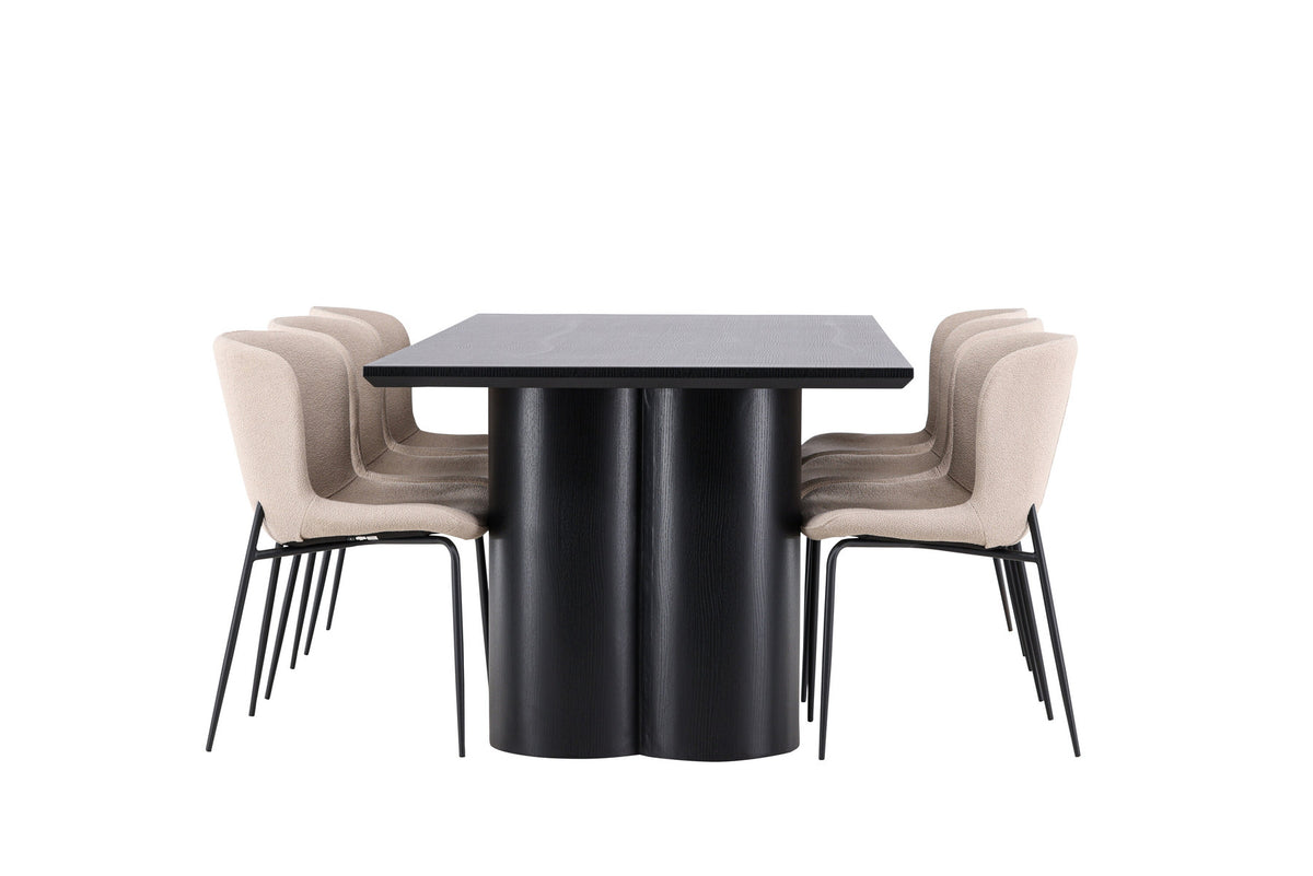 Olivia Esstisch mit Modesto Stühlen in Beige präsentiert im Onlineshop von KAQTU Design AG. Esszimmerset ist von Venture Home