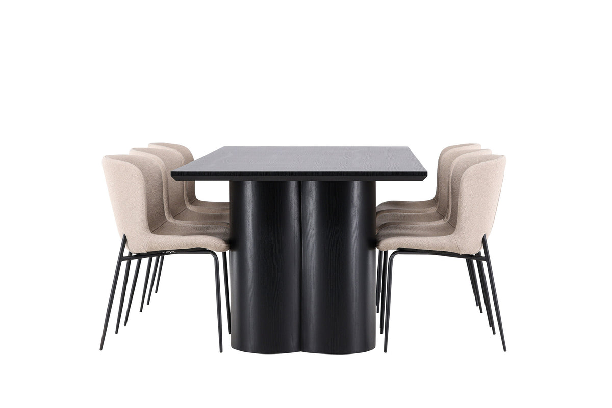 Olivia Esstisch mit Modesto Stühlen in Beige präsentiert im Onlineshop von KAQTU Design AG. Esszimmerset ist von Venture Home