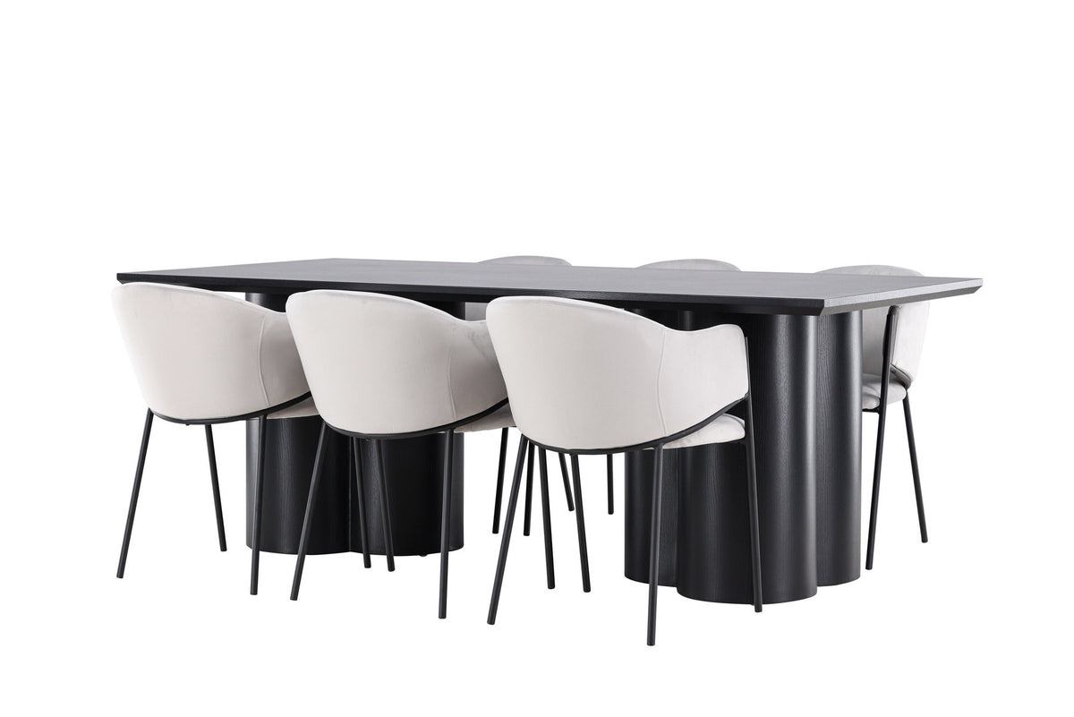 Olivia Esstisch mit Evelina Stühlen in Grau präsentiert im Onlineshop von KAQTU Design AG. Esszimmerset ist von Venture Home