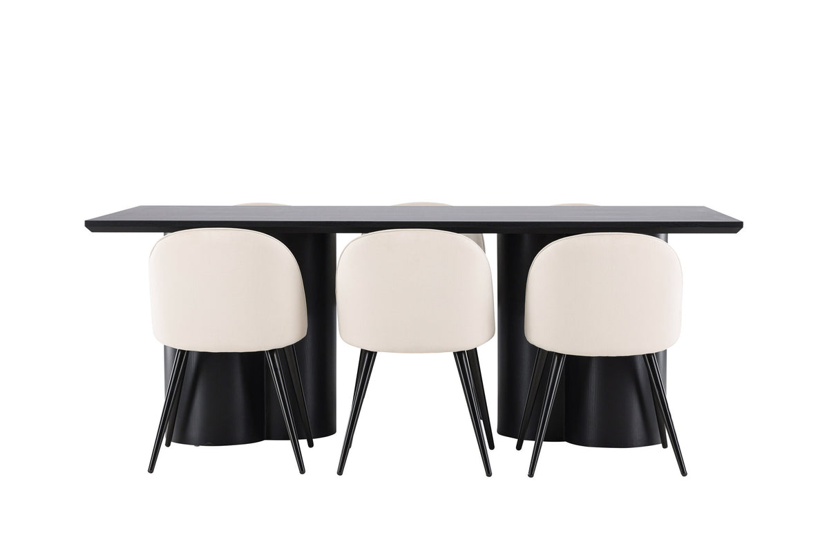 Olivia Esstisch mit Velvet Stühlen in Beige präsentiert im Onlineshop von KAQTU Design AG. Esszimmerset ist von Venture Home