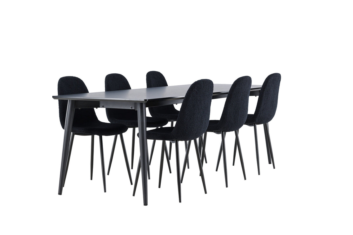 Ellis Esstisch mit Polar Stühlen in Schwarz präsentiert im Onlineshop von KAQTU Design AG. Esszimmerset ist von Venture Home