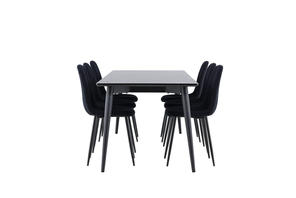 Ellis Esstisch mit Polar Stühlen in Schwarz präsentiert im Onlineshop von KAQTU Design AG. Esszimmerset ist von Venture Home