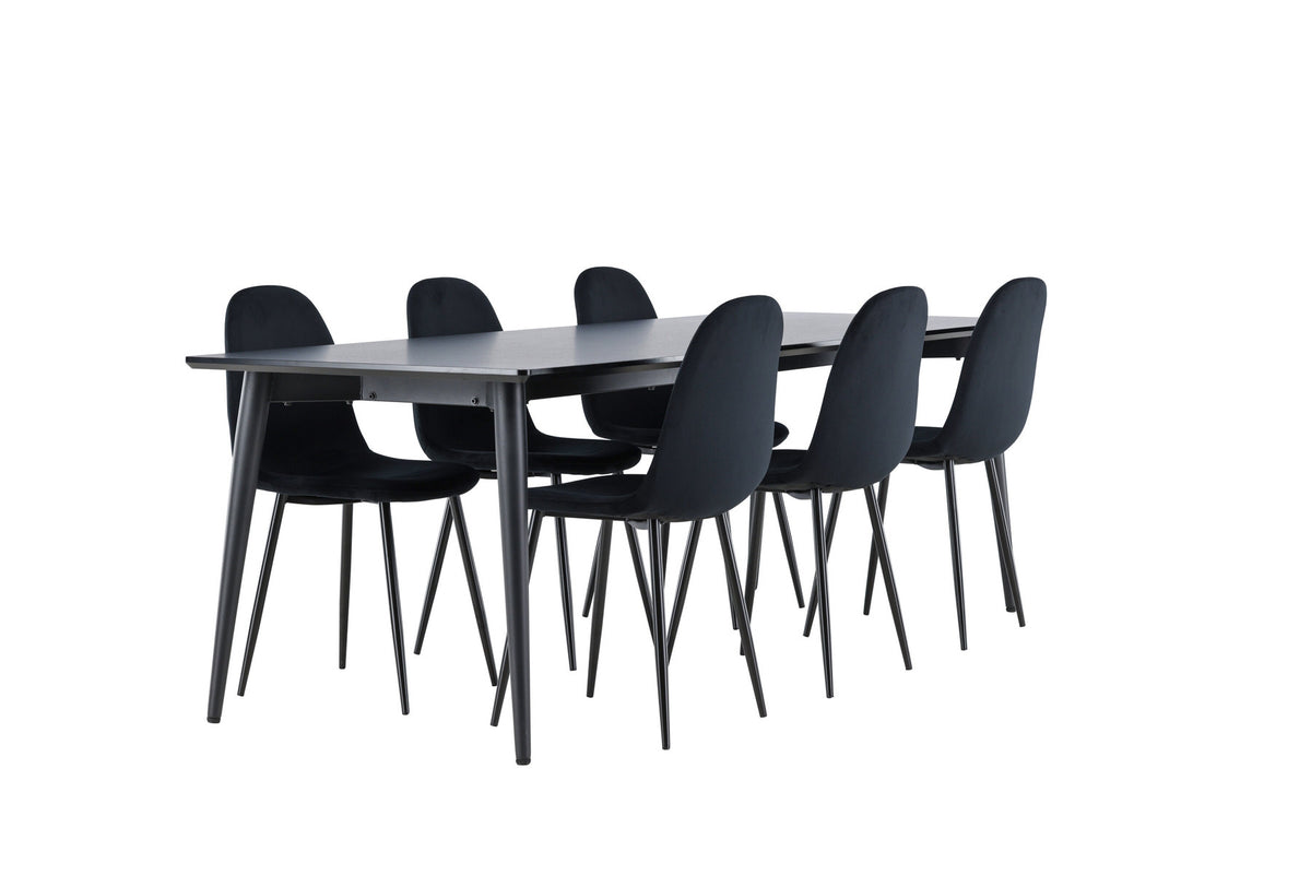 Ellis Esstisch mit Polar Stühlen in Schwarz präsentiert im Onlineshop von KAQTU Design AG. Esszimmerset ist von Venture Home