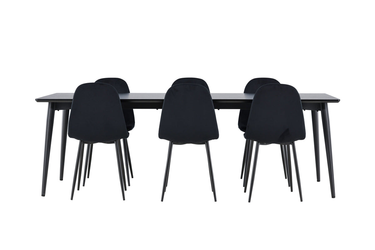 Ellis Esstisch mit Polar Stühlen in Schwarz präsentiert im Onlineshop von KAQTU Design AG. Esszimmerset ist von Venture Home