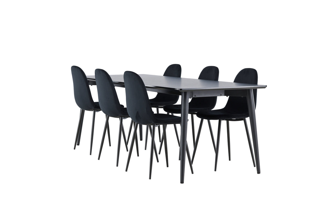 Ellis Esstisch mit Polar Stühlen in Schwarz präsentiert im Onlineshop von KAQTU Design AG. Esszimmerset ist von Venture Home