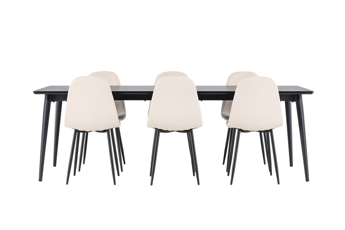 Ellis Esstisch mit Polar Stühlen in Beige präsentiert im Onlineshop von KAQTU Design AG. Esszimmerset ist von Venture Home