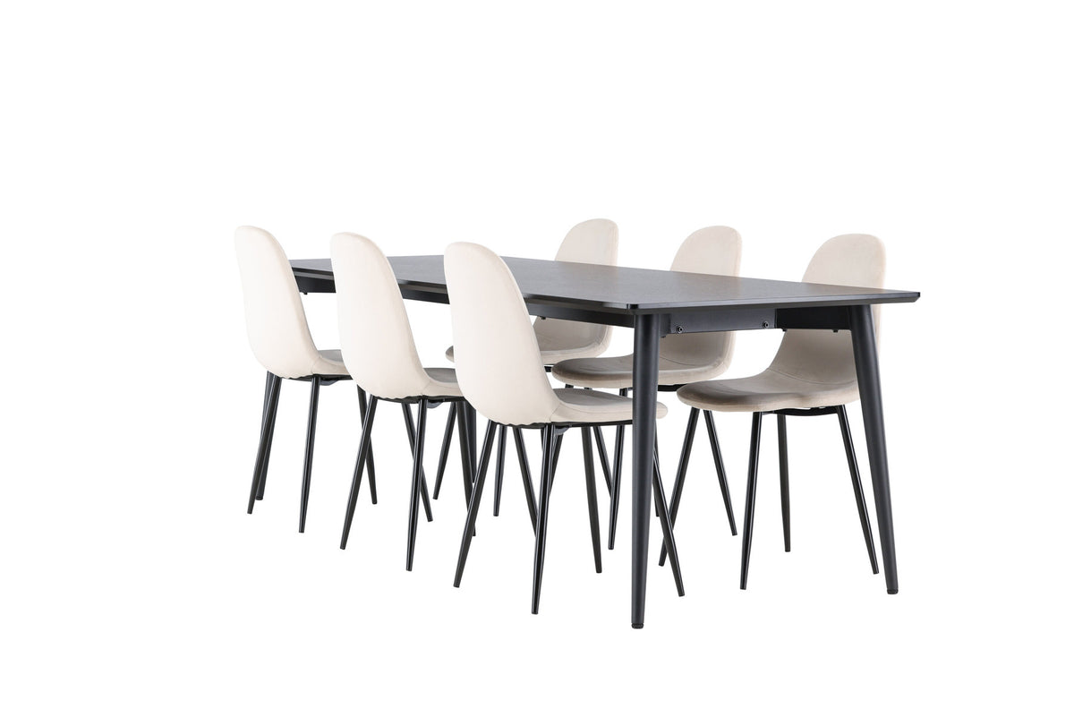 Ellis Esstisch mit Polar Stühlen in Beige präsentiert im Onlineshop von KAQTU Design AG. Esszimmerset ist von Venture Home