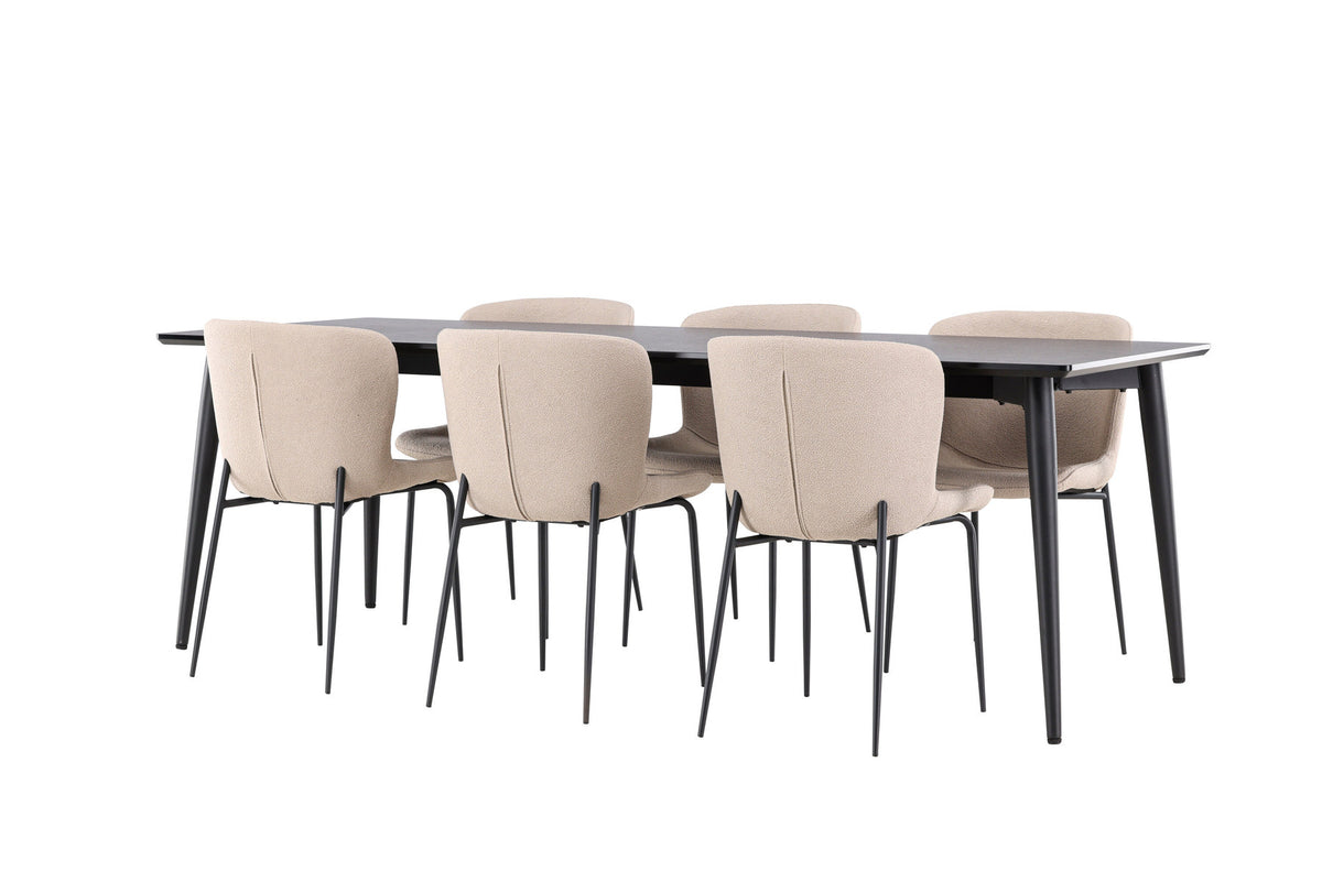 Ellis Esstisch mit Modesto Stühlen in Beige präsentiert im Onlineshop von KAQTU Design AG. Esszimmerset ist von Venture Home