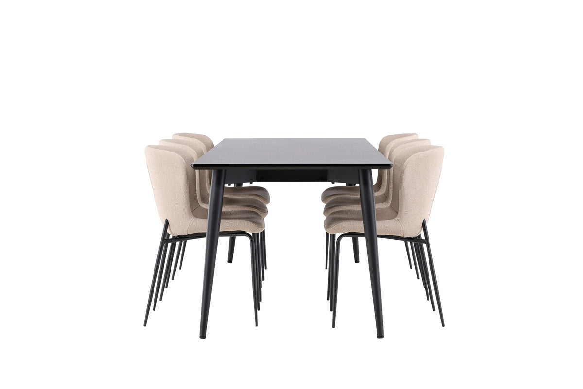 Ellis Esstisch mit Modesto Stühlen in Beige präsentiert im Onlineshop von KAQTU Design AG. Esszimmerset ist von Venture Home