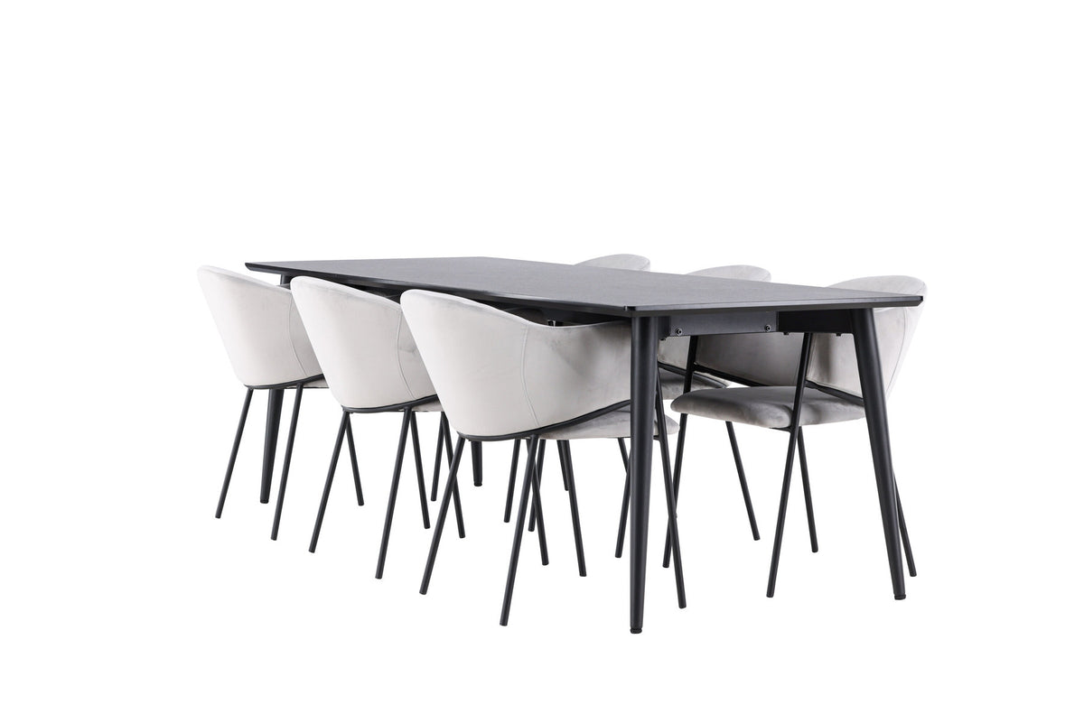 Tisch Ellis mit Stühlen Evelina in Grau präsentiert im Onlineshop von KAQTU Design AG. Esszimmerset ist von Venture Home