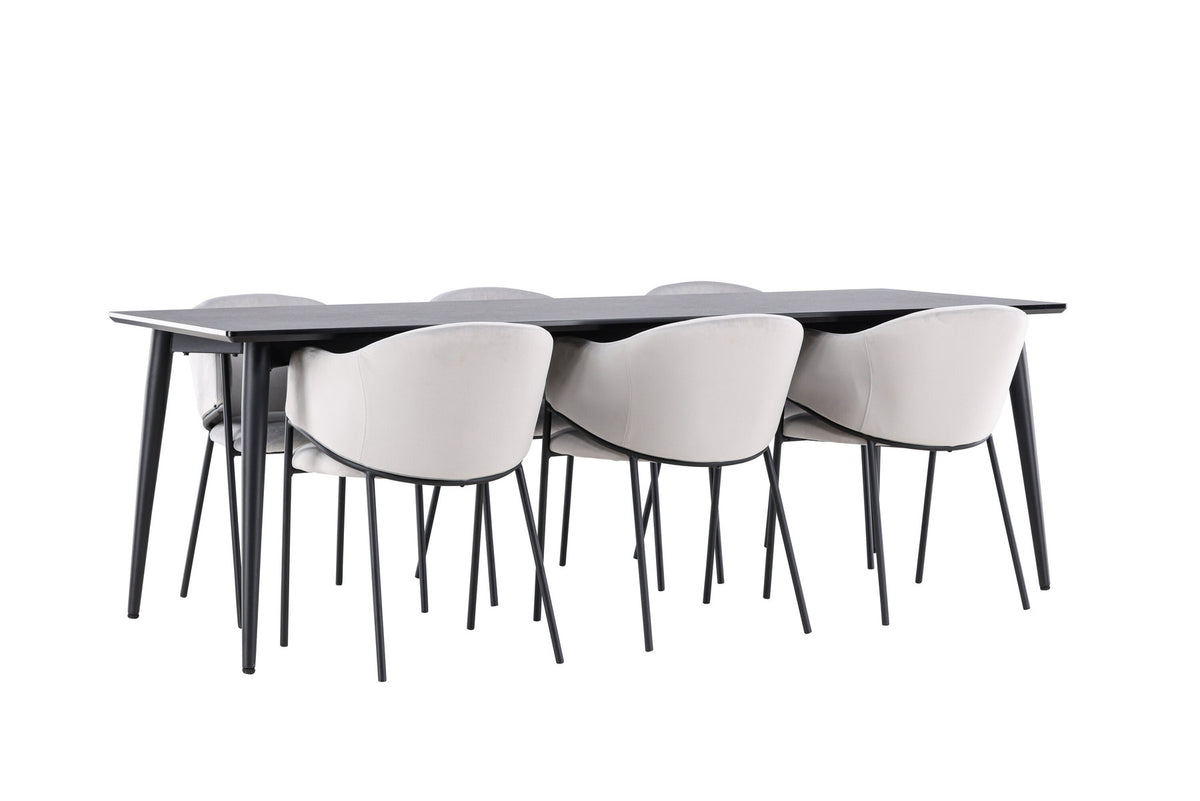 Tisch Ellis mit Stühlen Evelina in Grau präsentiert im Onlineshop von KAQTU Design AG. Esszimmerset ist von Venture Home