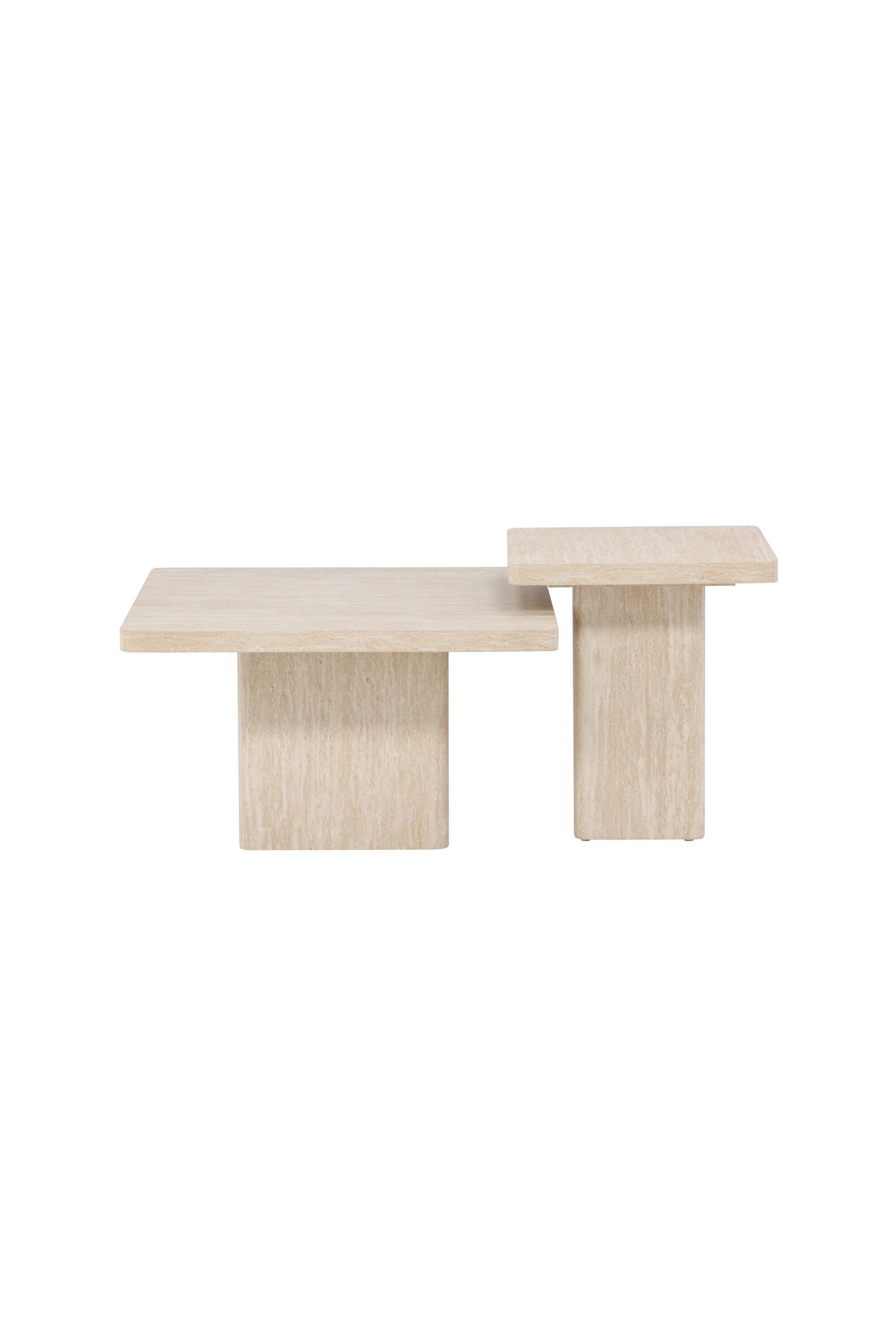 Qvart Sofatisch-Set in Travertinoptik präsentiert im Onlineshop von KAQTU Design AG. Beistelltisch ist von Venture Home