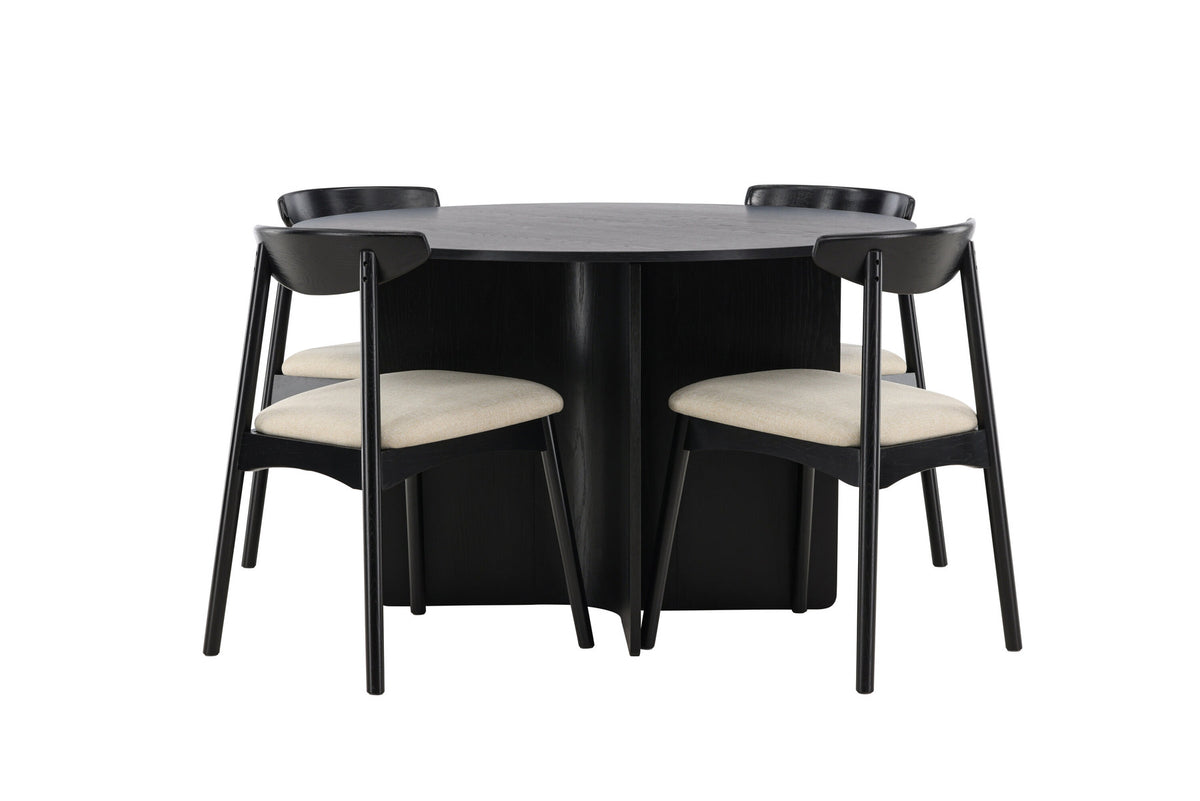 Tyresö Esstisch mit Ven Stühlen in Schwarz präsentiert im Onlineshop von KAQTU Design AG. Esszimmerset ist von Venture Home