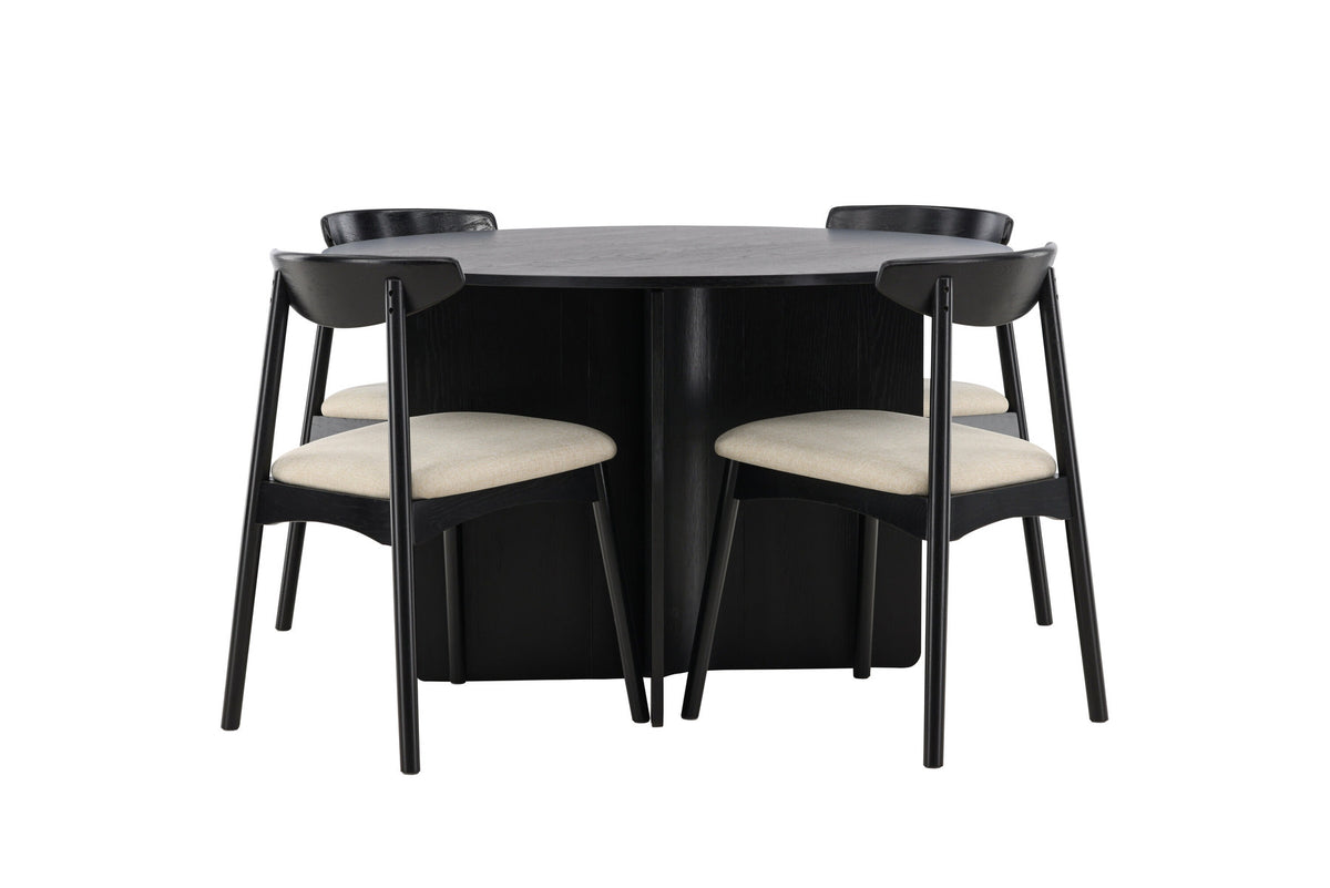Tyresö Esstisch mit Ven Stühlen in Schwarz präsentiert im Onlineshop von KAQTU Design AG. Esszimmerset ist von Venture Home