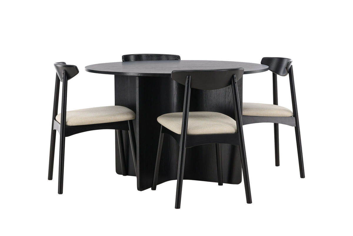 Tyresö Esstisch mit Ven Stühlen in Schwarz präsentiert im Onlineshop von KAQTU Design AG. Esszimmerset ist von Venture Home