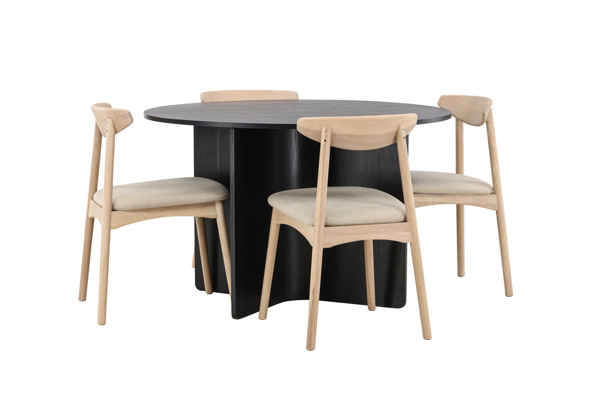 Tyresö Esstisch mit Ven Stühlen in Whitewash präsentiert im Onlineshop von KAQTU Design AG. Esszimmerset ist von Venture Home