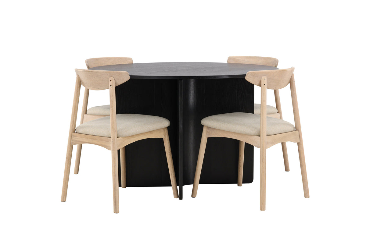 Tyresö Esstisch mit Ven Stühlen in Whitewash präsentiert im Onlineshop von KAQTU Design AG. Esszimmerset ist von Venture Home