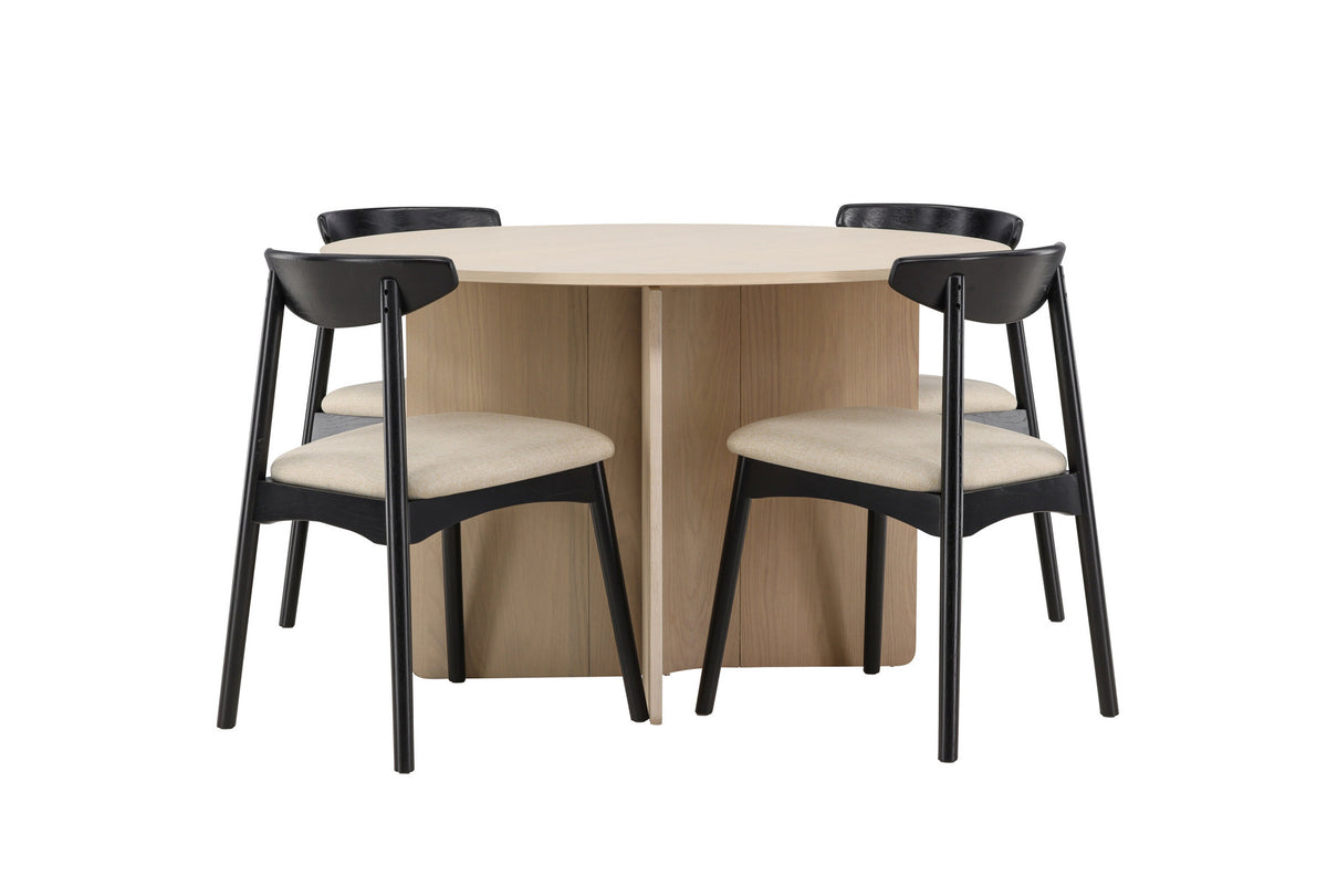 Tyresö Esstisch mit Ven Stühlen in Schwarz präsentiert im Onlineshop von KAQTU Design AG. Esszimmerset ist von Venture Home
