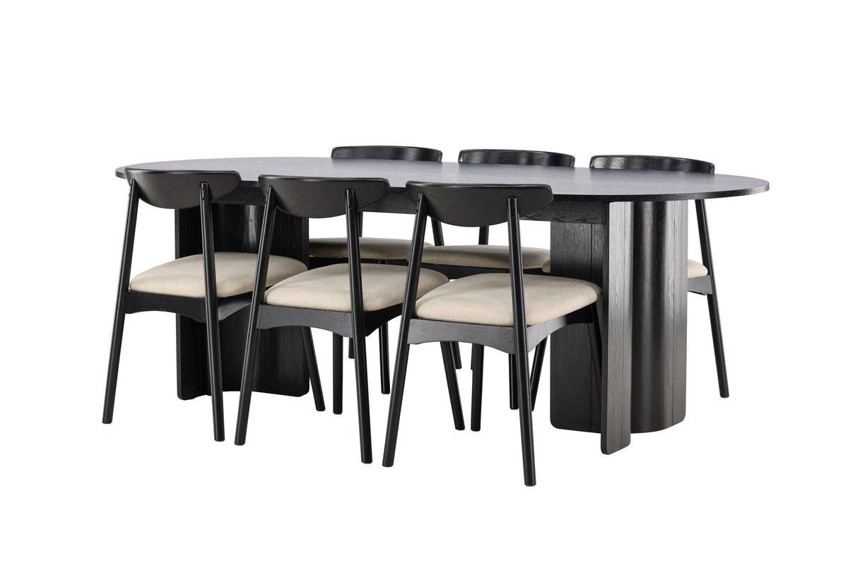 Tyresö Esstisch mit Ven Stühlen in Schwarz präsentiert im Onlineshop von KAQTU Design AG. Esszimmerset ist von Venture Home