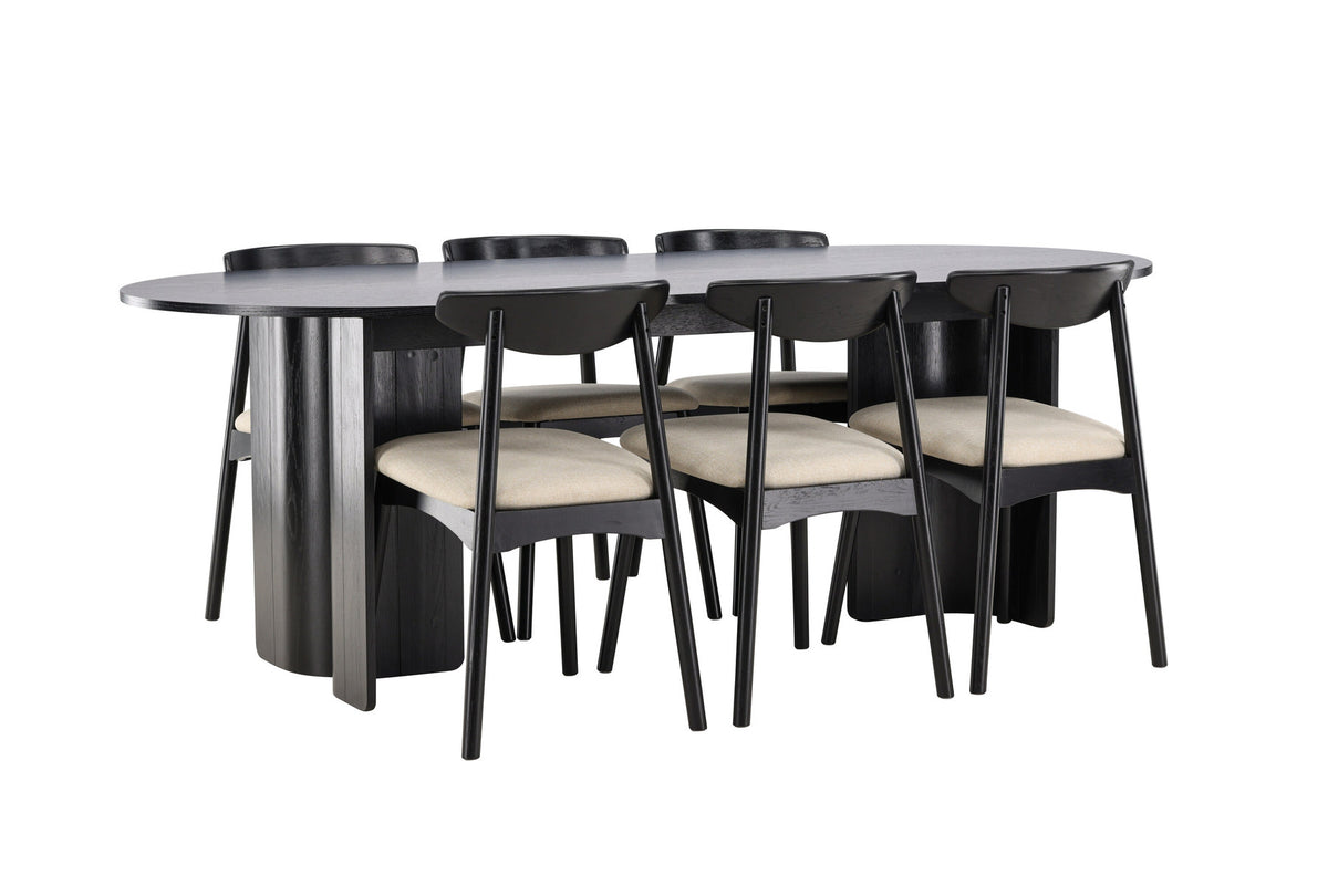 Tyresö Esstisch mit Ven Stühlen in Schwarz präsentiert im Onlineshop von KAQTU Design AG. Esszimmerset ist von Venture Home