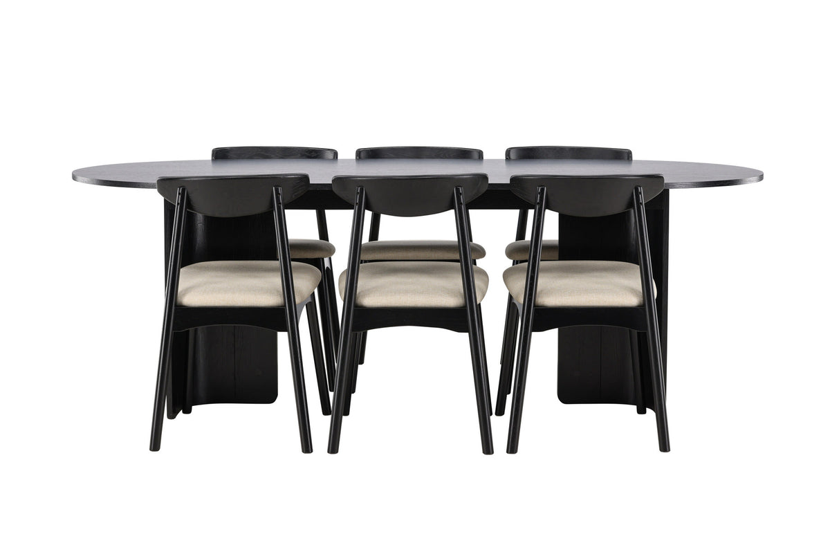 Tyresö Esstisch mit Ven Stühlen in Schwarz präsentiert im Onlineshop von KAQTU Design AG. Esszimmerset ist von Venture Home