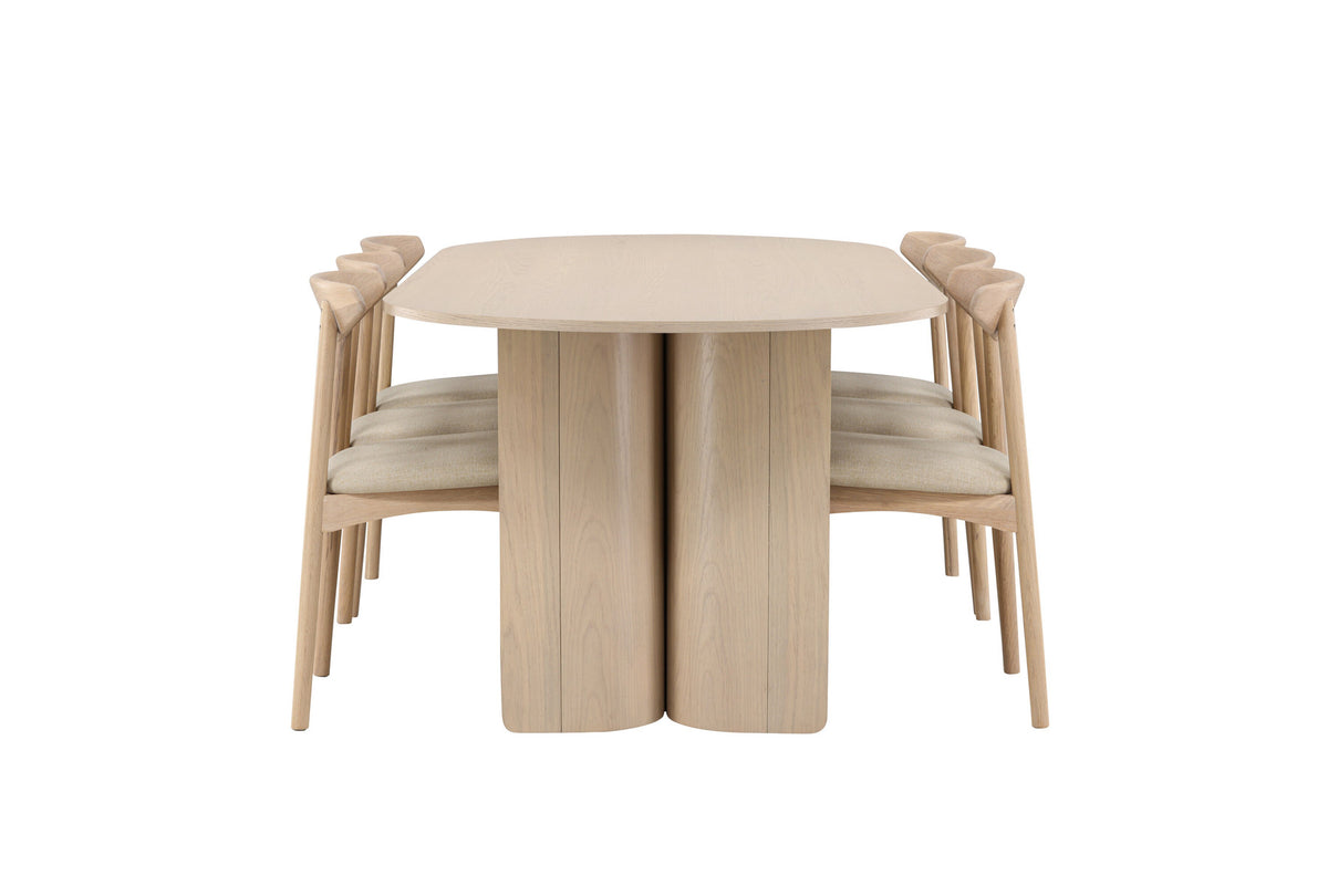 Tyresö Esstisch mit Ven Stühlen in Whitewash präsentiert im Onlineshop von KAQTU Design AG. Esszimmerset ist von Venture Home