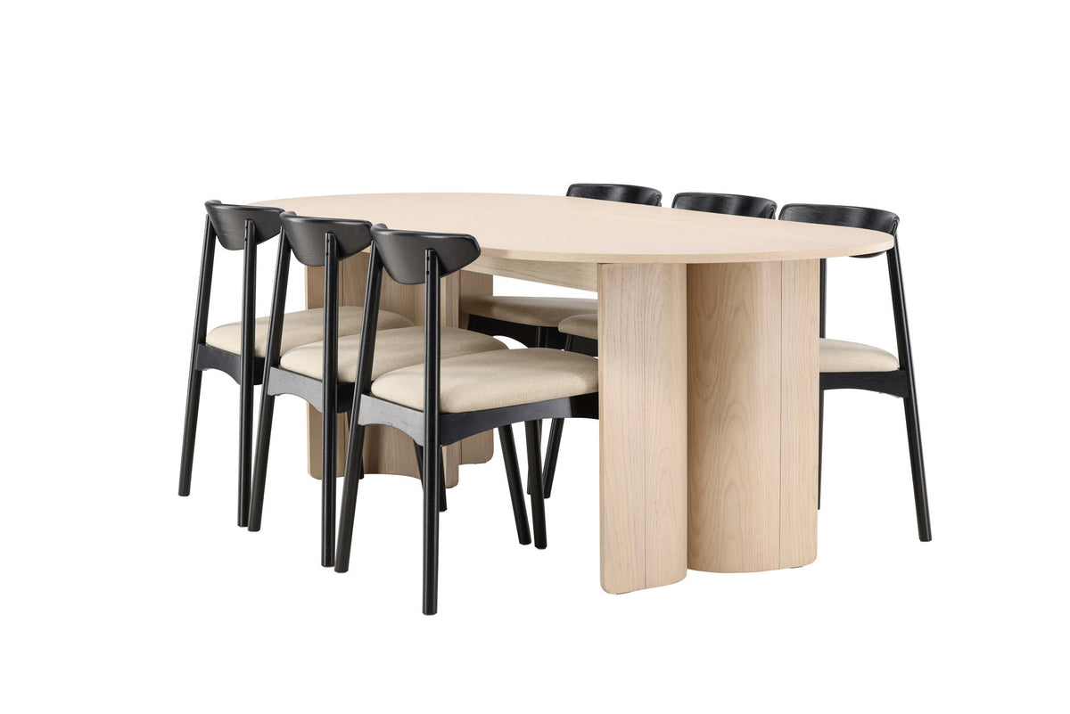 Tyresö Esstisch mit Ven Stühlen in Schwarz präsentiert im Onlineshop von KAQTU Design AG. Esszimmerset ist von Venture Home