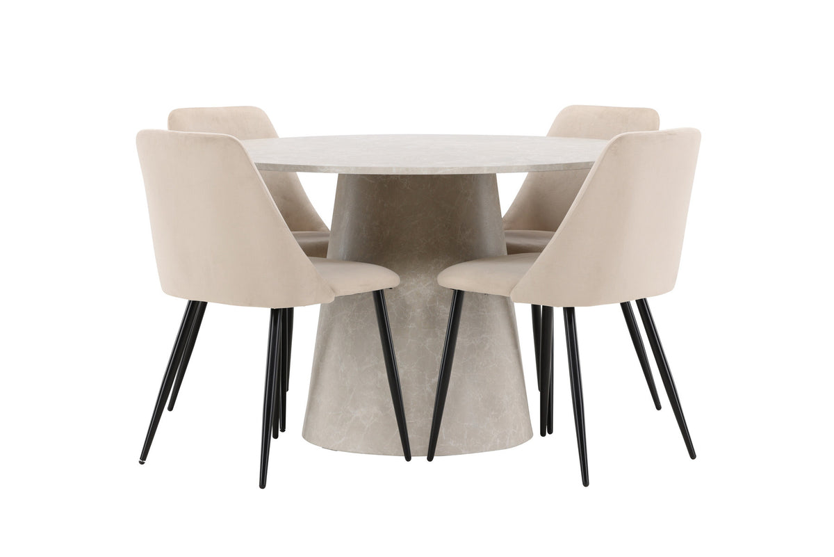 Esstisch Lanzo mit Nachtstuhl in Beige präsentiert im Onlineshop von KAQTU Design AG. Esszimmerset ist von Venture Home