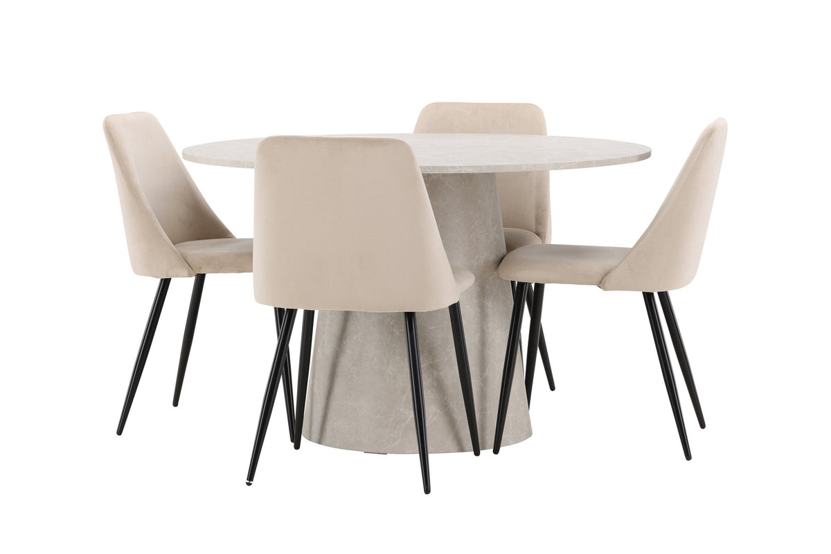 Esstisch Lanzo mit Nachtstuhl in Beige präsentiert im Onlineshop von KAQTU Design AG. Esszimmerset ist von Venture Home