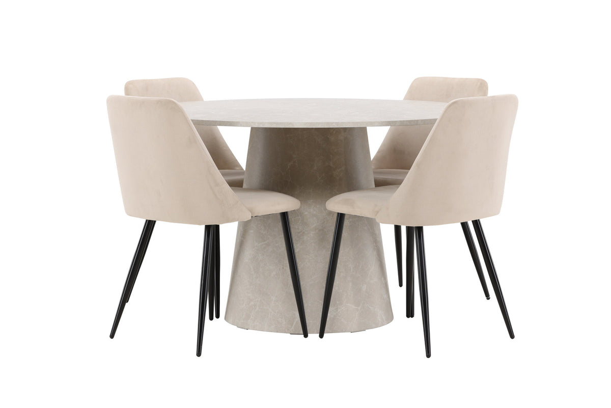 Esstisch Lanzo mit Nachtstuhl in Beige präsentiert im Onlineshop von KAQTU Design AG. Esszimmerset ist von Venture Home