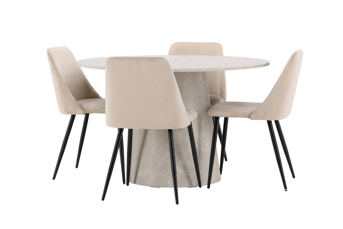 Esstisch Lanzo mit Nachtstuhl in Beige präsentiert im Onlineshop von KAQTU Design AG. Esszimmerset ist von Venture Home