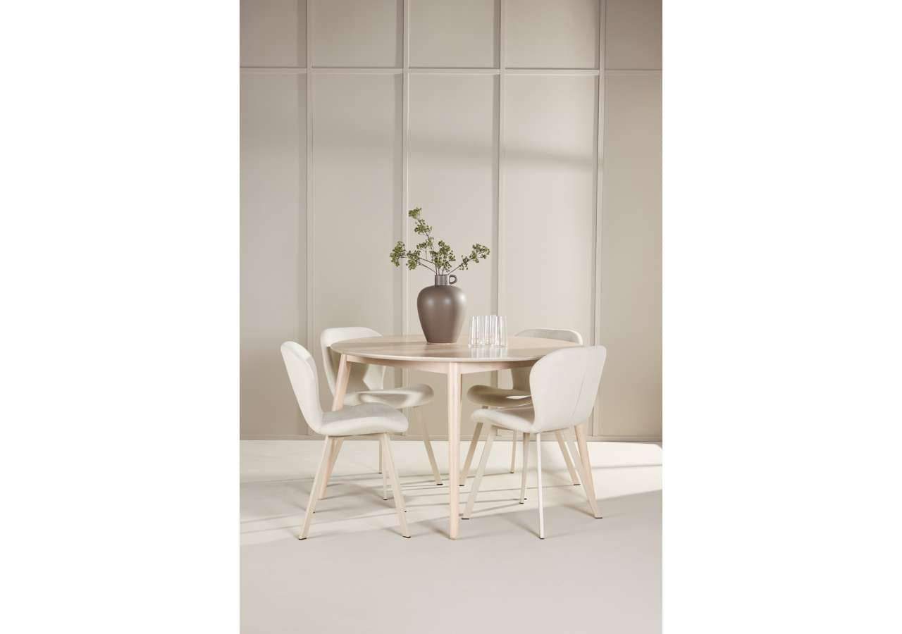 Elegantes Esszimmerset: Flora Tisch & Lilja Stühle, modernes Design, langlebige Materialien, hoher Komfort.