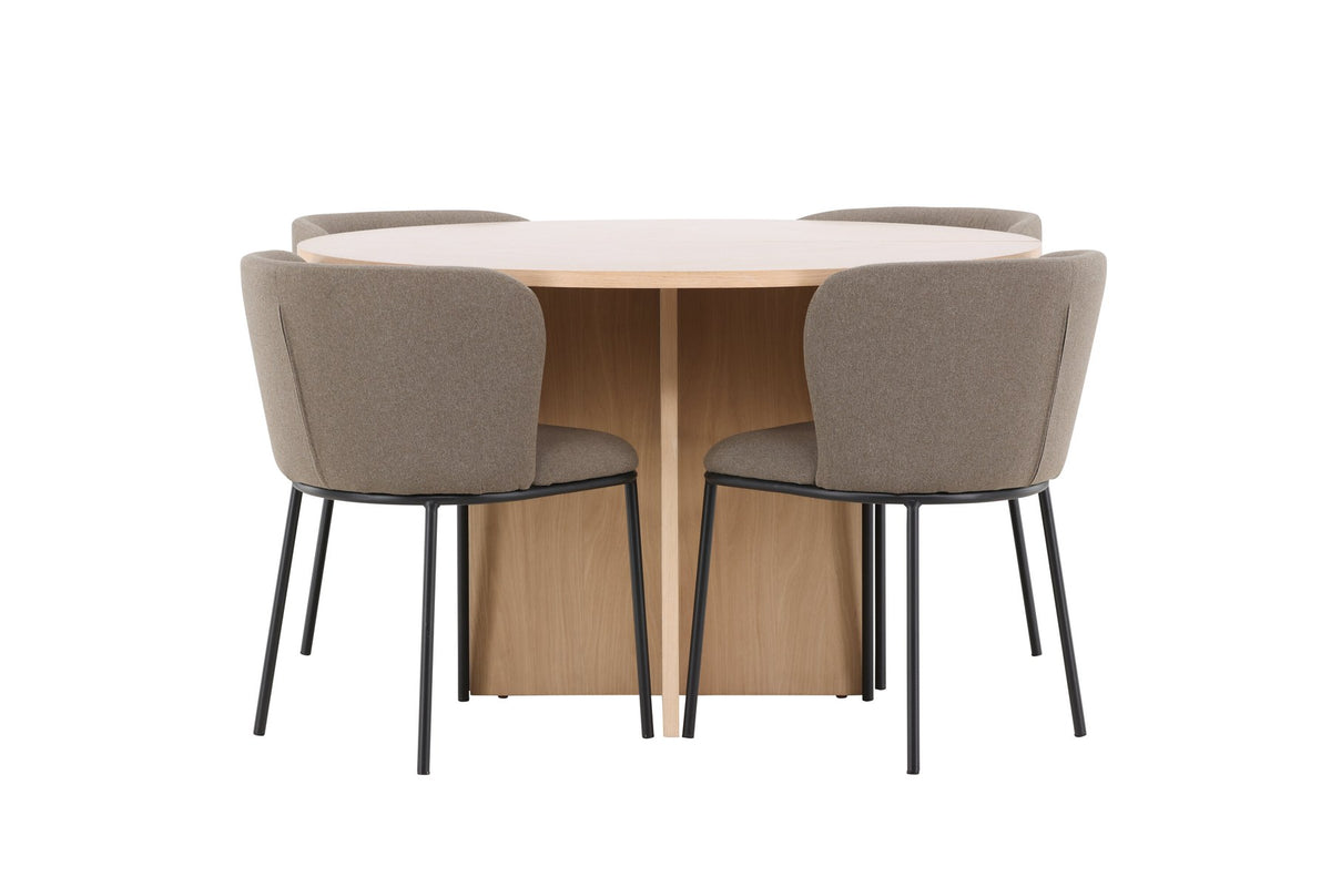 Schwarzer Esstisch Strada aus MDF mit sechs Edina Stühlen mit Samtbezug, ausziehbare Tischplatte, skandinavisches Design von Venture Home.