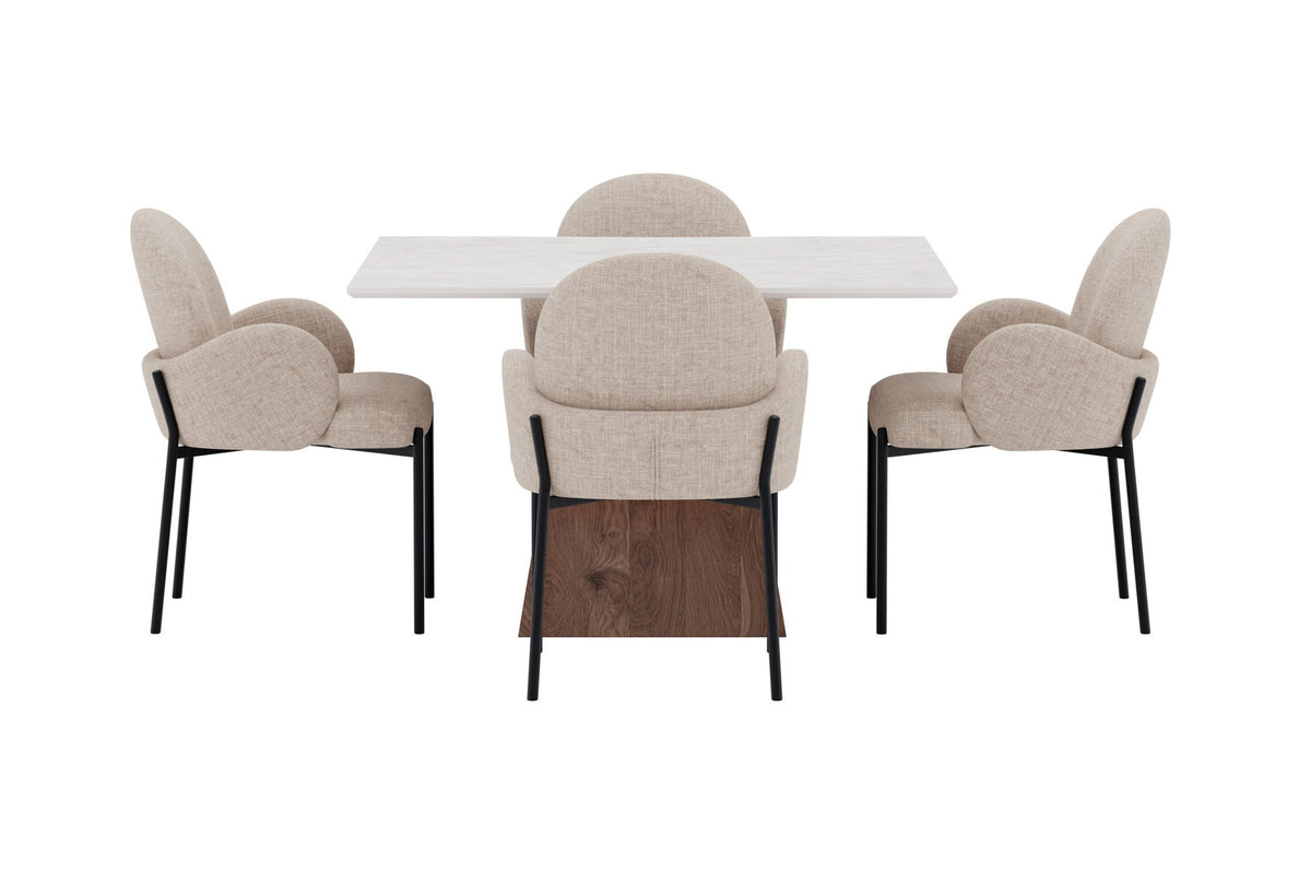 Cael Ess-Set mit Stühlen Blom in Beige präsentiert im Onlineshop von KAQTU Design AG. Esszimmerset ist von Venture Home
