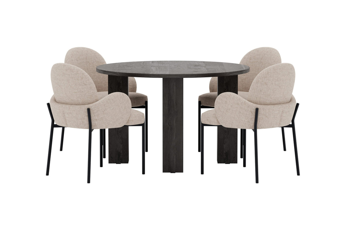 Juno Esszimmergarnitur mit Stühlen Blom in Beige präsentiert im Onlineshop von KAQTU Design AG. Esszimmerset ist von Venture Home