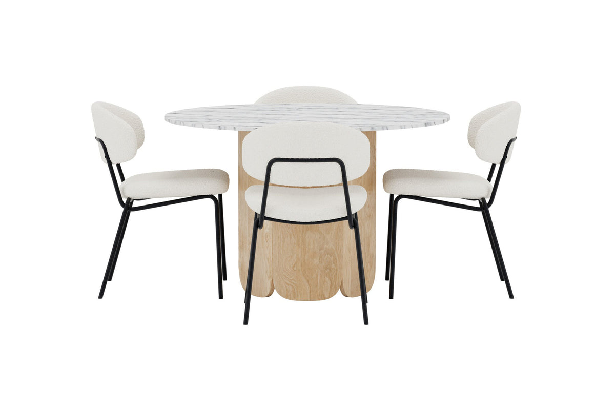 Ess-Set Tekla mit Stühlen Chico in Weiss präsentiert im Onlineshop von KAQTU Design AG. Esszimmerset ist von Venture Home