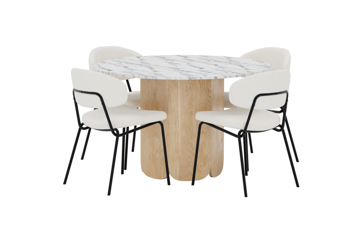 Ess-Set Tekla mit Stühlen Chico in Weiss präsentiert im Onlineshop von KAQTU Design AG. Esszimmerset ist von Venture Home