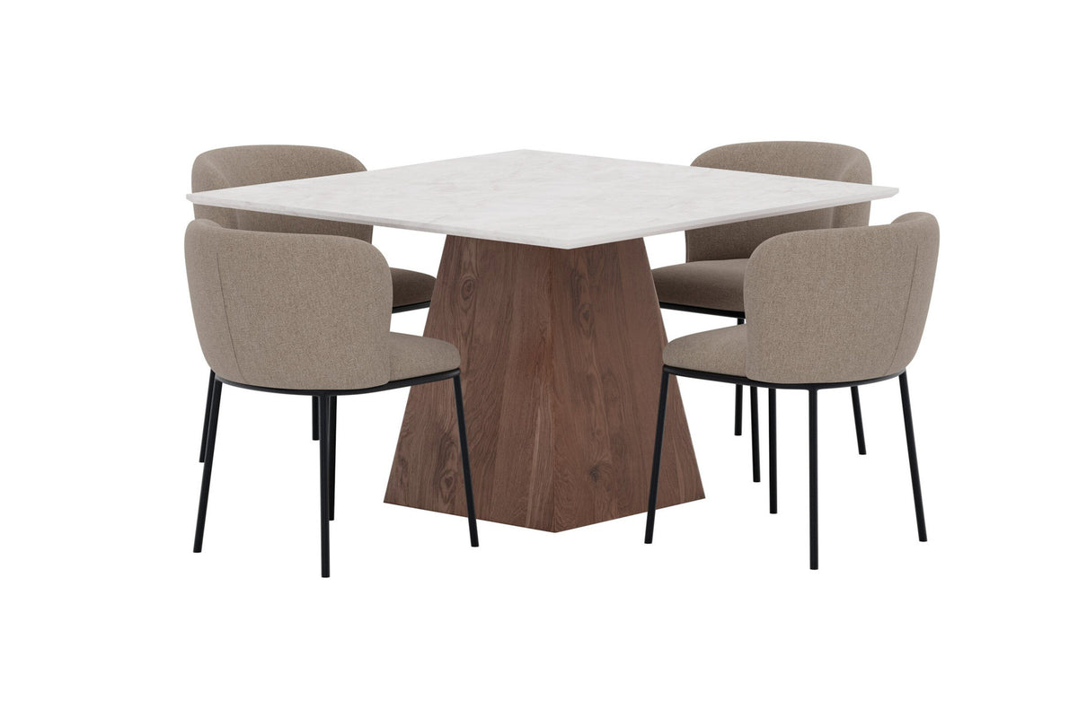 Essgruppe Cael mit Stühlen Edina in Braun präsentiert im Onlineshop von KAQTU Design AG. Esszimmerset ist von Venture Home