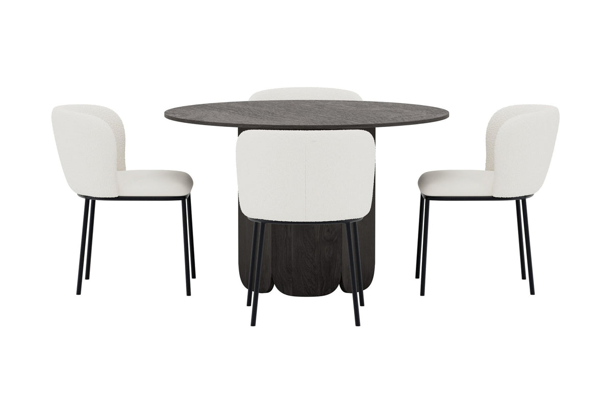 Tekla Essset mit Stühlen Edina in Weiss präsentiert im Onlineshop von KAQTU Design AG. Esszimmerset ist von Venture Home