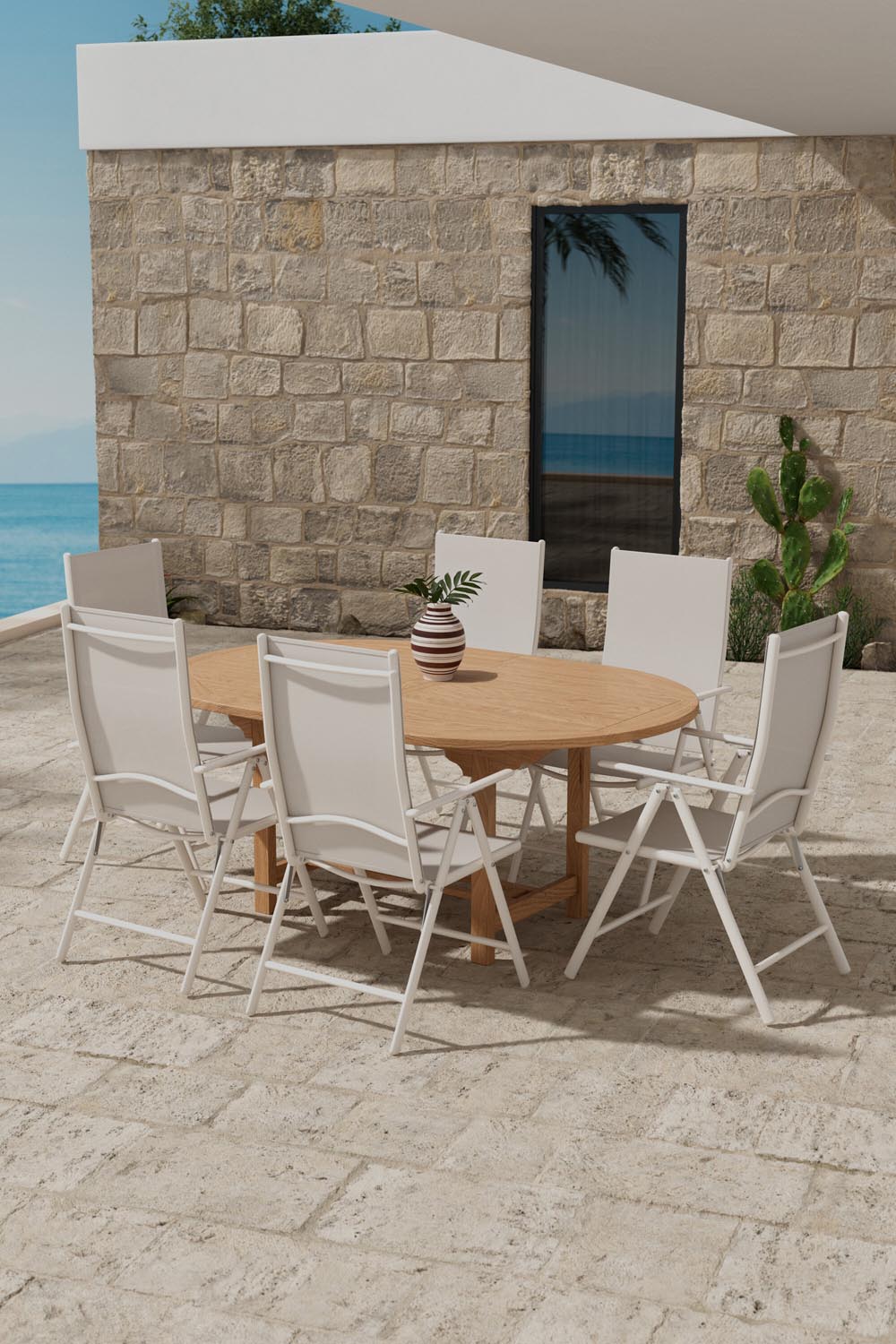 Esstisch Kenya mit Break Stühlen in präsentiert im Onlineshop von KAQTU Design AG. Gartentischset ist von Venture Home
