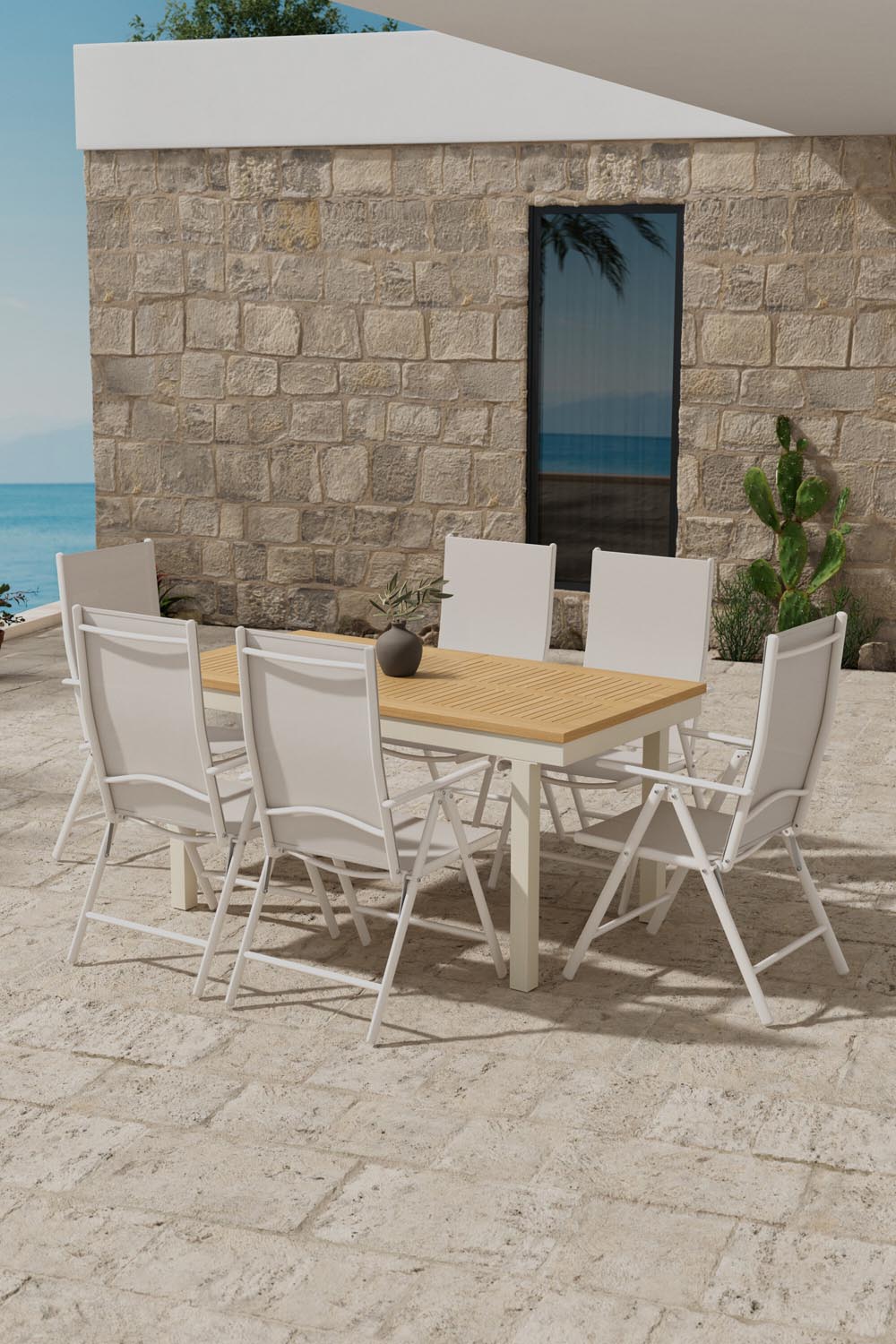 Panama Esstisch mit Break Stühlen in präsentiert im Onlineshop von KAQTU Design AG. Gartentischset ist von Venture Home