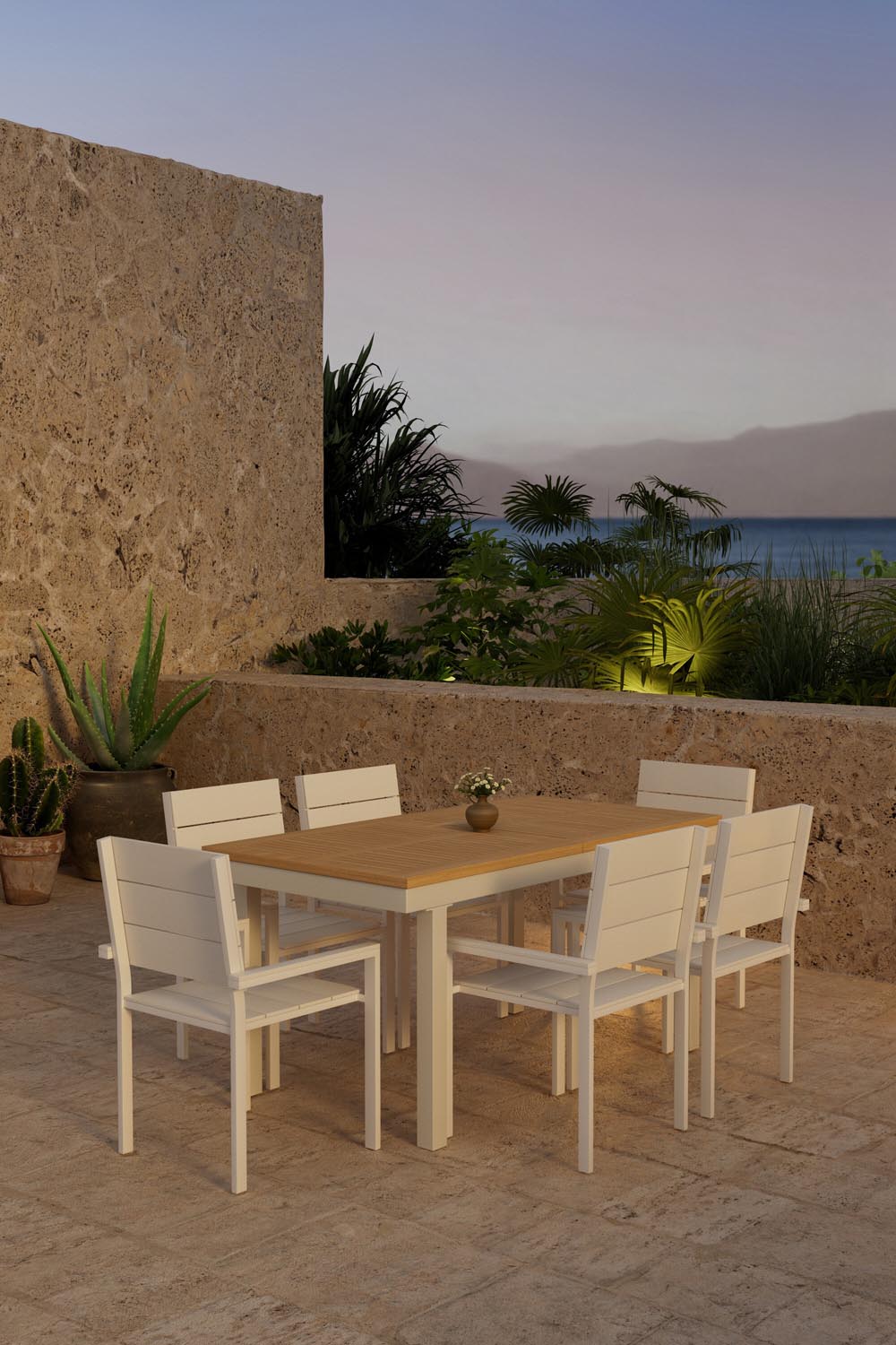 Panama Esstisch mit Levels Stühlen in präsentiert im Onlineshop von KAQTU Design AG. Gartentischset ist von Venture Home