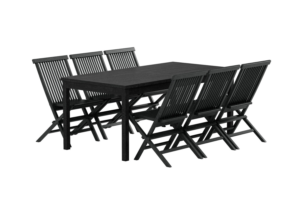 Esstisch Kenya mit Stühlen Kenya in Schwarz präsentiert im Onlineshop von KAQTU Design AG. Gartentischset ist von Venture Home