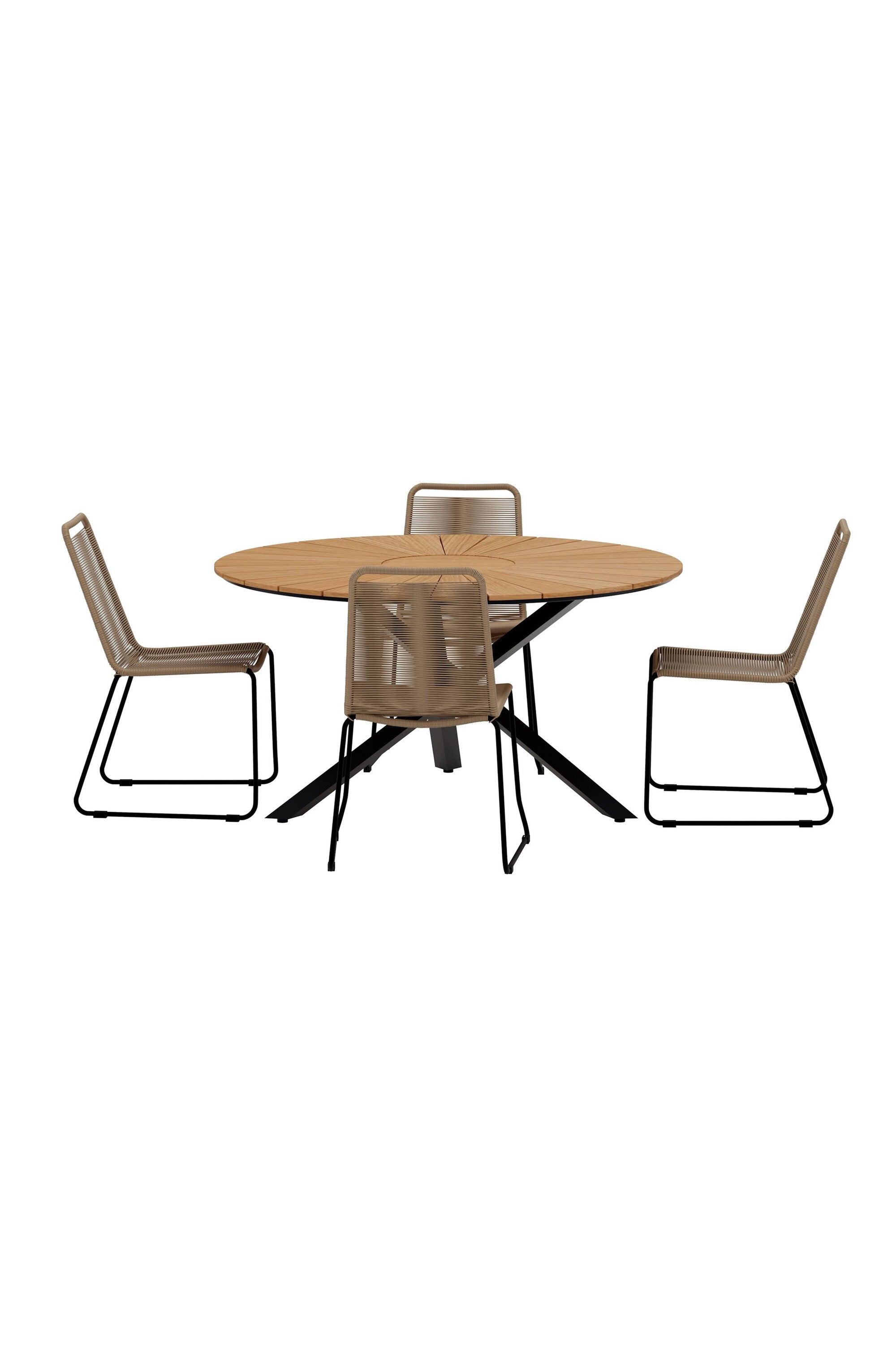 Mexiko Esszimmertisch mit Lindos-Stühlen in präsentiert im Onlineshop von KAQTU Design AG. Gartentischset ist von Venture Home