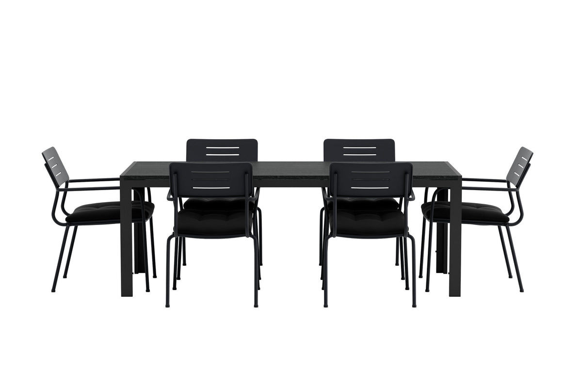 Tisch Mirko mit Stühlen Nicke in Schwarz präsentiert im Onlineshop von KAQTU Design AG. Gartentischset ist von Venture Home