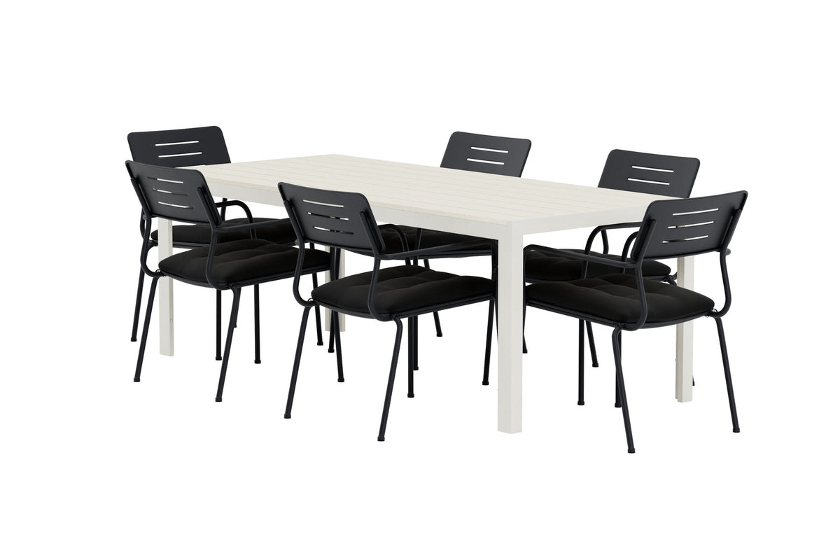 Tisch Mirko mit Stühlen Nicke in Schwarz präsentiert im Onlineshop von KAQTU Design AG. Gartentischset ist von Venture Home