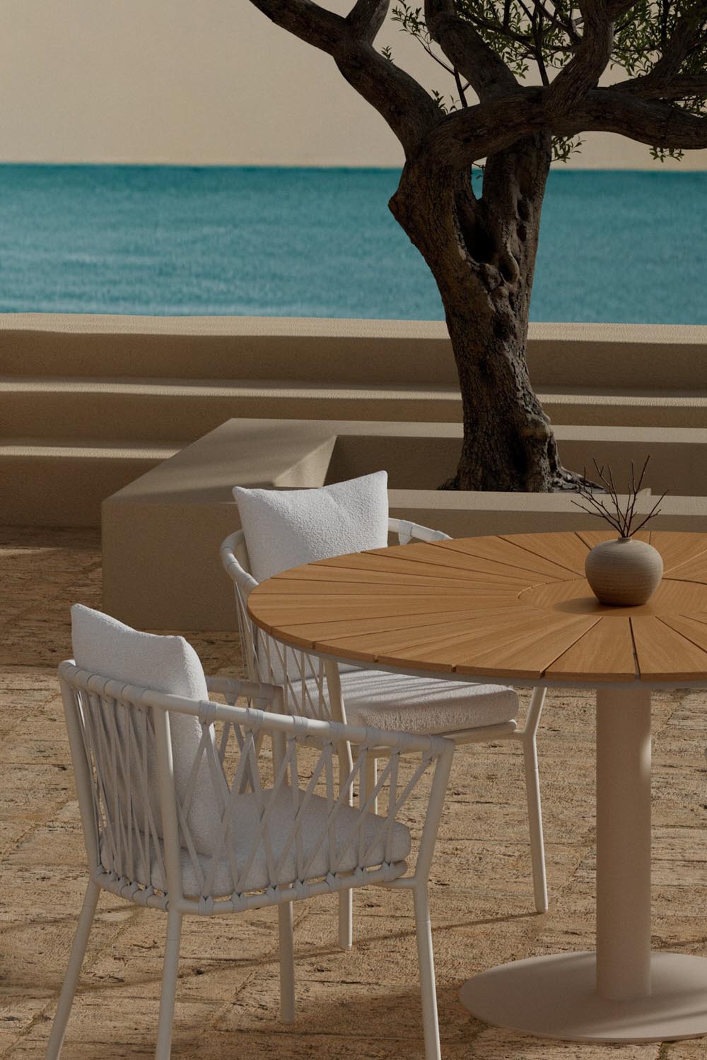Croft Esstisch mit Linos Stühlen in präsentiert im Onlineshop von KAQTU Design AG. Gartentischset ist von Venture Home