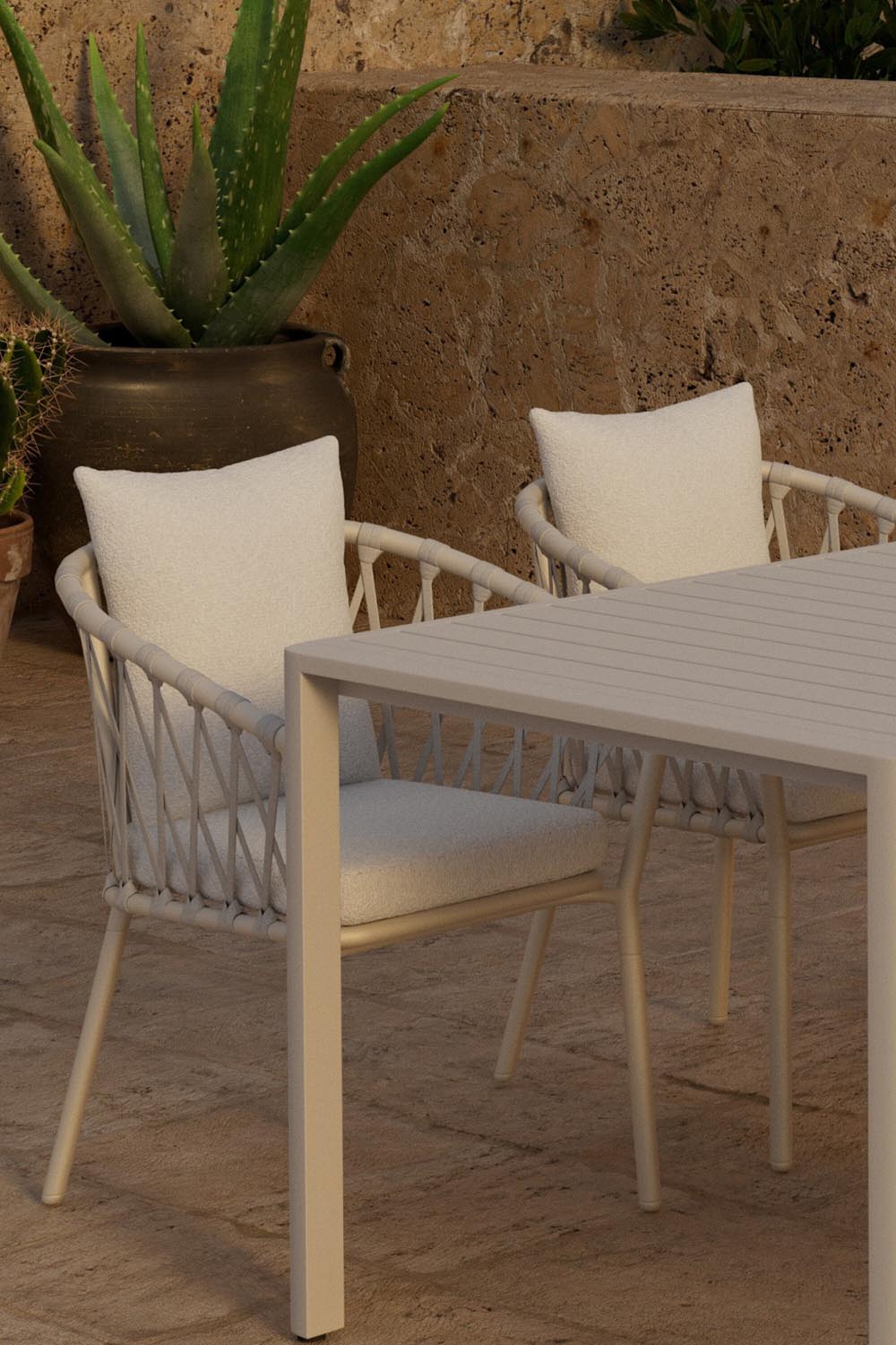 Giardini Esstisch mit Linos Stühlen in präsentiert im Onlineshop von KAQTU Design AG. Gartentischset ist von Venture Home