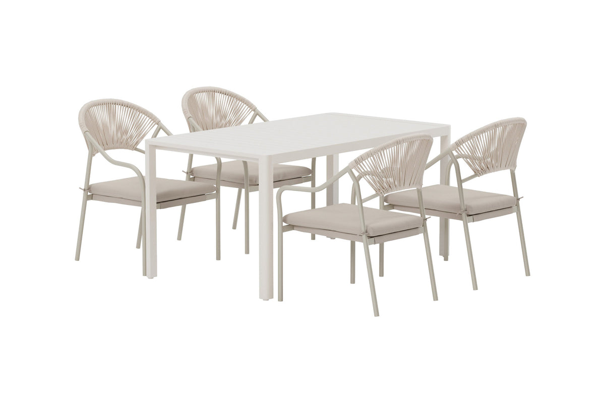 Giardini Esstisch mit Paros Stühlen in Beige präsentiert im Onlineshop von KAQTU Design AG. Gartentischset ist von Venture Home