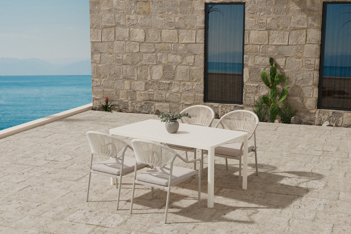 Giardini Esstisch mit Paros Stühlen in Beige präsentiert im Onlineshop von KAQTU Design AG. Gartentischset ist von Venture Home